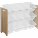 Meuble de rangement pour enfant avec 12 casiers - tobias - mdf dcor bois naturel. l 84 x p 29. 5 x h ...