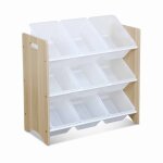 Meuble de rangement pour enfant tobias 9 casiers bois massif naturel blanc