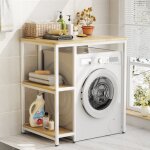 Meuble de rangement pour machine � laver et seche linge en bois massif et m�tal 2 �tages de rangement ...