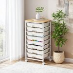 Meuble de rangement mobile - fianao - 8 tiroirs 32x275x7cm - roues pivotantes 360� avec freins - dimensions ...