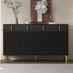 Meuble de rangement moderne avec 4 portes 4 tiroirs �tag�res r�glables buffet pour salon 140 x 38 x 82 ...