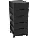 Meuble de rangement � roulettes 5 tiroirs - noir - 267 x 36 x 628 cm