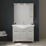 Meuble de salle de bains � poser 105 cm avec portes lavabo et miroir rimini