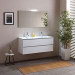 Meuble salle de bain 120 cmblanc effet bois avec double vasque berlin