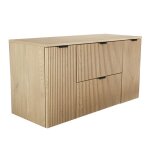 Meuble de salle de bain - 120 cm - ch�ne cr�mone - 2 tiroirs - 2 portes - design contemporain