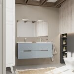 Meuble de salle de bain 120cm double lavabo tiroirs bleu mat magnolia