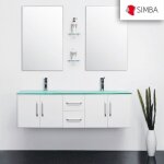 Meuble salle de bain 151 cm blanc set vasque robinetterie white ice ensemble comme dans la photo 100%! ...