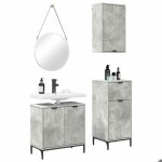 Meuble de salle de bain en 3 pcs - armoire / colonne wc - gris b�ton 39. 5x36x88 cm l5118