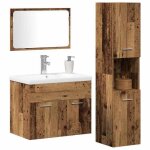 Meuble de salle de bain en 4 pcs - armoire / colonne wc - avec �tag�re marron 60x38. 5x46 cm l4940