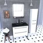 Meuble salle de bains 80 cm vasque noire miroir led et colonne - blanc - structura