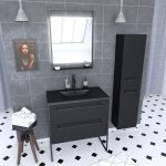 Meuble salle de bains 80 cm vasque noire miroir led et colonne - noir - structura