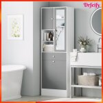 Meuble de salle de bain - akozon - 11713 - panier � linge basculant - miroir frontal - �tag�re r�glable ...