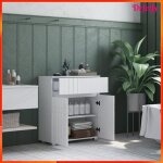 Meuble de salle de bain - akozon - 8905 - 2 portes 1 tiroir - blanc laqu� - �tag�re r�glable