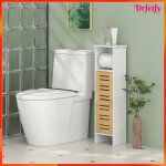 Meuble de salle de bain - akozon - 9794 - 3 niveaux - sortie papier int�gr�e - 21x17x78 cm - bambou / ...