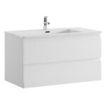 Meuble de salle de bain - angela - 100 cm - blanc brillant - armoire de rangement - meuble lavabo