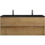 Meuble de salle de bain angela 120 cm - lavabo noir - chne - meuble bas meuble vasque meuble vasque