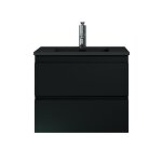 Meuble de salle de bain angela 60 cm - lavabo noir - noir mat - meuble bas meuble vasque meuble vasque ...