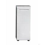 Meuble de salle de bain. - meuble bas de salle de bain en m�lamin� blanc brillant et gris. l - h - p ...