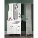 Meuble de salle de bain - base - 105 onda - 2 portes - 2 tiroirs - vasque glossy white