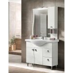 Meuble de salle de bain - base - onda - 2 portes - 2 tiroirs - vasque en orme blanc Meuble de salle de bain - base - onda - 2 portes - 2 tiroirs - vasque en orme blanc