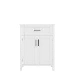 Meuble de salle de bain blanc laqu� vasque c�ramique int�gr�e portes tiroirs et �tag�res r�glables - ...