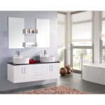Meuble salle de bain blanc vasque luxe lavabo mod. lion 150 cm