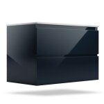 Meuble de salle de bain - blumfeldt - johnstone - lavabo en cramique 80cm - 2 tiroirs - finition brillante ...