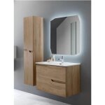 Meuble de salle de bain - bora - basic 80cm - marron - 2 tiroirs à fermeture lente - lavabo en céramique ... Meuble de salle de bain - bora - basic 80cm - marron - 2 tiroirs à fermeture lente - lavabo en céramique ...
