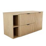 Meuble de salle de bain - ch�ne cr�mona - 120 cm - 2 tiroirs - panier � linge 40 cm