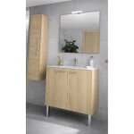 Meuble de salle de bains - city (2 portes - 600 mm ) - coloris: ch�ne naturel