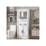 Meuble salle de bain colonne 170 cm rangement avec �tag�res r�glables avec 4 portes 1 tiroir compartiment ...
