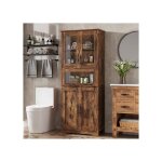 Meuble salle de bain colonne 170 cm rangement avec �tag�res r�glables avec 4 portes 1 tiroir vitr�es ...