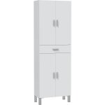 Meuble de salle de bain - colonne - dcor blanc brillant - 4 portes + 1 tiroir - l60 x p29 x h182 cm ...