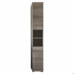 Meuble de salle de bain - colonne en m�lamin� bois gris�. l - h - p: 30 - 190 - 31 cm