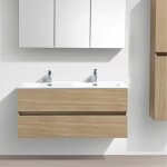 Meuble salle de bain design double vasque siena largeur 120 cm chne clair textur