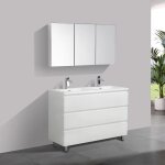 Meuble salle de bain design double vasque verona largeur 120 cm blanc laqu�