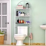 Meuble de salle de bain dessus toilettes - etagère au sol en métal - 65 x 34 x 177cm blanc - charge max. ... Meuble de salle de bain dessus toilettes - etagère au sol en métal - 65 x 34 x 177cm blanc - charge max. ...