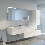Meuble de salle de bain - distribain - bellissimo - blanc laqué - double vasque - 2 tiroirs Meuble de salle de bain - distribain - bellissimo - blanc laqué - double vasque - 2 tiroirs