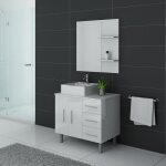 Meuble de salle de bain - distribain - florence blanc - simple vasque - rangement pratique - soft closing ... Meuble de salle de bain - distribain - florence blanc - simple vasque - rangement pratique - soft closing ...