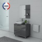 Meuble salle de bain - distribain - toscane gris taupe - 1 vasque - placard et tiroirs Meuble salle de bain - distribain - toscane gris taupe - 1 vasque - placard et tiroirs
