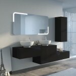 Meuble de salle de bain dolce vita noir 1500 - distribain - double vasque - brillant - contemporain - ...