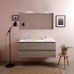 Meuble de salle de bains double lavabo avec miroir 120 cm orme