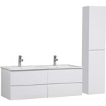 Meuble double vasque 120cm sorrento blanc + colonne