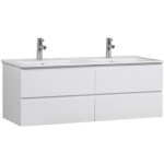 Meuble double vasque 120cm avec plan céramique sorrento blanc Meuble double vasque 120cm avec plan céramique sorrento blanc