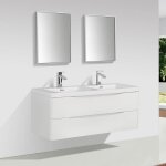 Meuble salle de bain design double vasque piacenza largeur 120 cm blanc laqu�