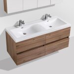 Meuble salle de bain design double vasque siena largeur 144 cm noyer