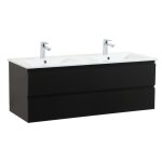 Meuble double vasque 120cm avec plan céramique sorrento noir Meuble double vasque 120cm avec plan céramique sorrento noir
