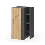 Meuble salle de bain edelin 35x60cm avec 3 compartiments de rangement anthracite / ch�ne artisan vicco ...