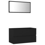 Meuble de salle de bain - garosa - ensemble 2 pcs - noir - agglomr - miroir inclus