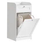 Meuble de salle de bain - helloshop26 - panier � linge avec tiroir - blanc - 40x40x802 cm - pratique